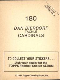 1981 Topps Stickers #180 Dan Dierdorf Back