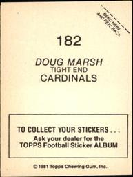 1981 Topps Stickers #182 Doug Marsh Back