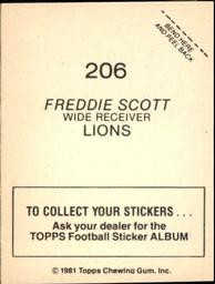 1981 Topps Stickers #206 Freddie Scott Back