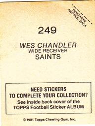 1981 Topps Stickers #249 Wes Chandler Back