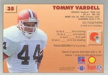 1993 Fleer Shell FACT #35 Tommy Vardell Back
