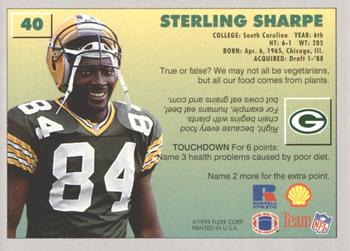 1993 Fleer Shell FACT #40 Sterling Sharpe Back