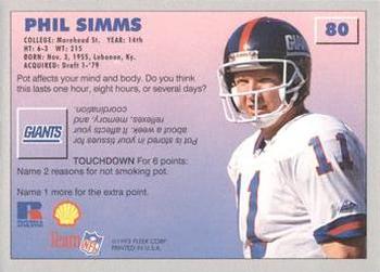 1993 Fleer Shell FACT #80 Phil Simms Back