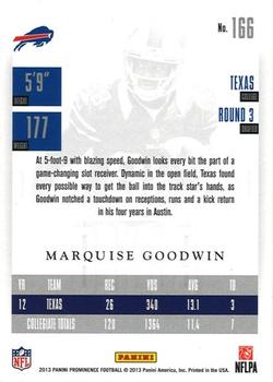 2013 Panini Prominence #166 Marquise Goodwin Back