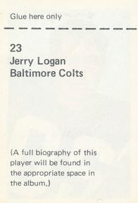 1972 NFLPA Wonderful World Stamps #23 Jerry Logan Back