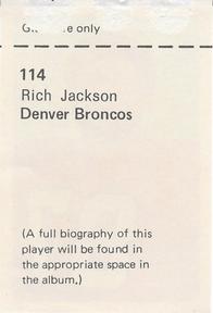 1972 NFLPA Wonderful World Stamps #114 Rich Jackson Back