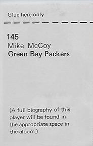 1972 NFLPA Wonderful World Stamps #145 Mike McCoy  Back