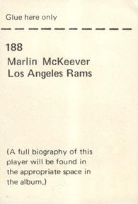 1972 NFLPA Wonderful World Stamps #188 Marlin McKeever Back