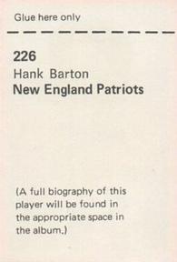 1972 NFLPA Wonderful World Stamps #226 Hank Barton Back