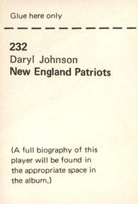 1972 NFLPA Wonderful World Stamps #232 Daryl Johnson Back