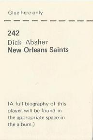 1972 NFLPA Wonderful World Stamps #242 Dick Absher Back