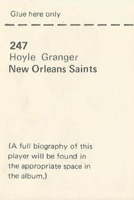1972 NFLPA Wonderful World Stamps #247 Hoyle Granger Back