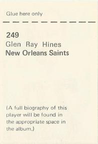 1972 NFLPA Wonderful World Stamps #249 Glen Ray Hines Back