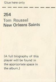 1972 NFLPA Wonderful World Stamps #254 Tom Roussel Back