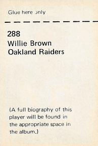 1972 NFLPA Wonderful World Stamps #288 Willie Brown Back