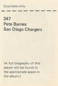 1972 NFLPA Wonderful World Stamps #347 Pete Barnes Back