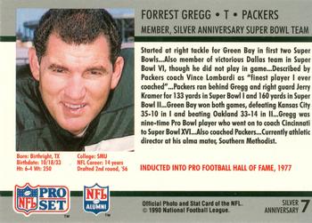 1990-91 Pro Set Super Bowl XXV Binder #7 Forrest Gregg Back