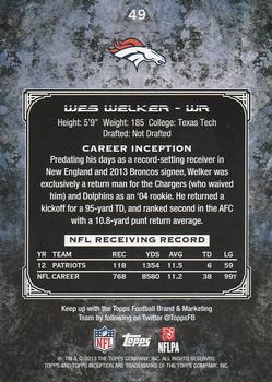 2013 Topps Inception - Green #49 Wes Welker Back