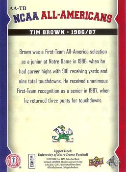 2013 Upper Deck University of Notre Dame - All Americans #AA-TB Tim Brown Back