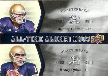 2013 Upper Deck University of Notre Dame - All Time Alumni Duos #ATAD-CQ Jimmy Clausen / Brady Quinn Front