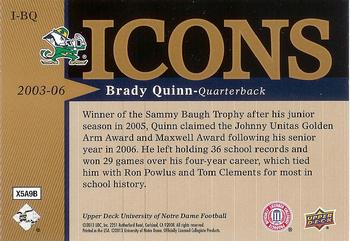 2013 Upper Deck University of Notre Dame - Icons #I-BQ Brady Quinn Back