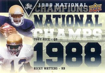 2013 Upper Deck University of Notre Dame - National Champions Duos #NC2-RW Tony Rice / Ricky Watters Front