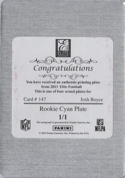 2013 Panini Elite - Printing Plates Cyan #147 Josh Boyce Back