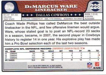 2008 Topps #228 DeMarcus Ware Back
