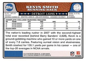 2008 Topps #354 Kevin Smith Back