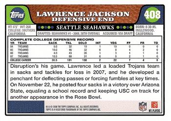 2008 Topps #408 Lawrence Jackson Back