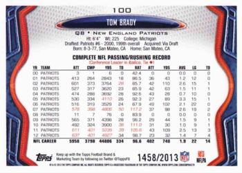 2013 Topps - Gold #100 Tom Brady Back