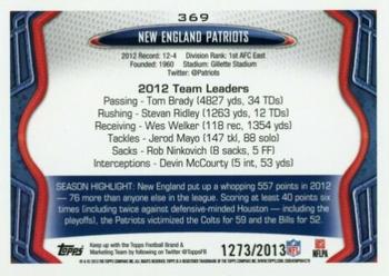 2013 Topps - Gold #369 New England Patriots Back