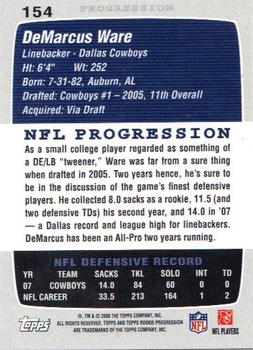 2008 Topps Rookie Progression #154 DeMarcus Ware Back