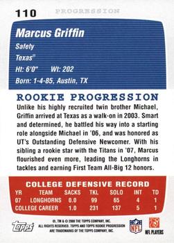 2008 Topps Rookie Progression #110 Marcus Griffin Back