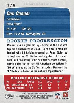 2008 Topps Rookie Progression #179 Dan Connor Back