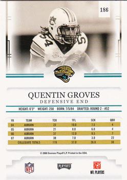2008 Playoff Prestige #186 Quentin Groves Back
