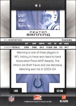 2008 Donruss Elite #41 Peyton Manning Back