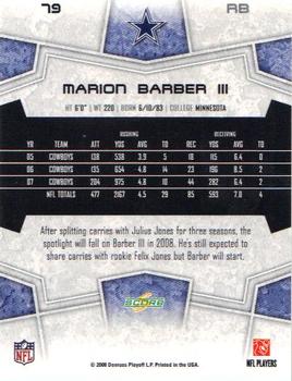 2008 Score Select #79 Marion Barber Back
