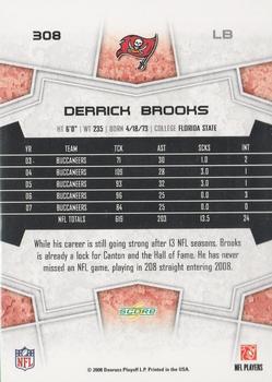 2008 Score Select #308 Derrick Brooks Back