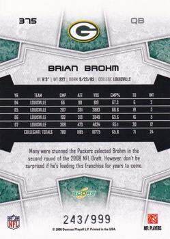 2008 Score Select #375 Brian Brohm Back