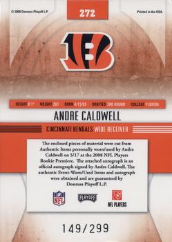 2008 Playoff Absolute Memorabilia #272 Andre Caldwell Back
