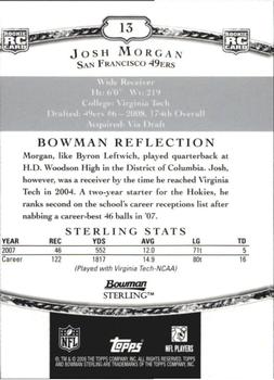 2008 Bowman Sterling #13 Josh Morgan Back