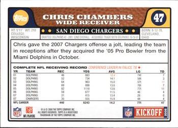 2008 Topps Kickoff #47 Chris Chambers Back