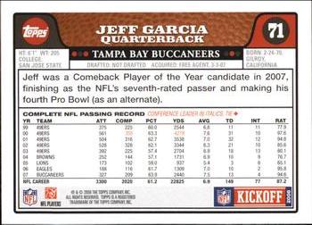 2008 Topps Kickoff #71 Jeff Garcia Back