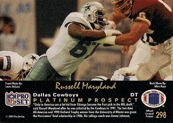 1991 Pro Set Platinum #298 Russell Maryland Back