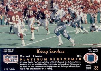 1991 Pro Set Platinum #33 Barry Sanders Back