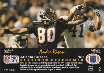 1991 Pro Set Platinum #2 Andre Rison Back