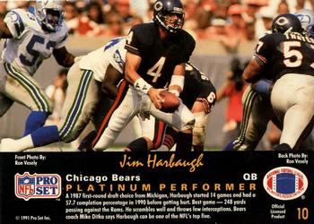 1991 Pro Set Platinum #10 Jim Harbaugh Back
