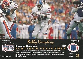 1991 Pro Set Platinum #29 Bobby Humphrey Back