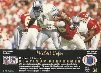 1991 Pro Set Platinum #34 Michael Cofer Back